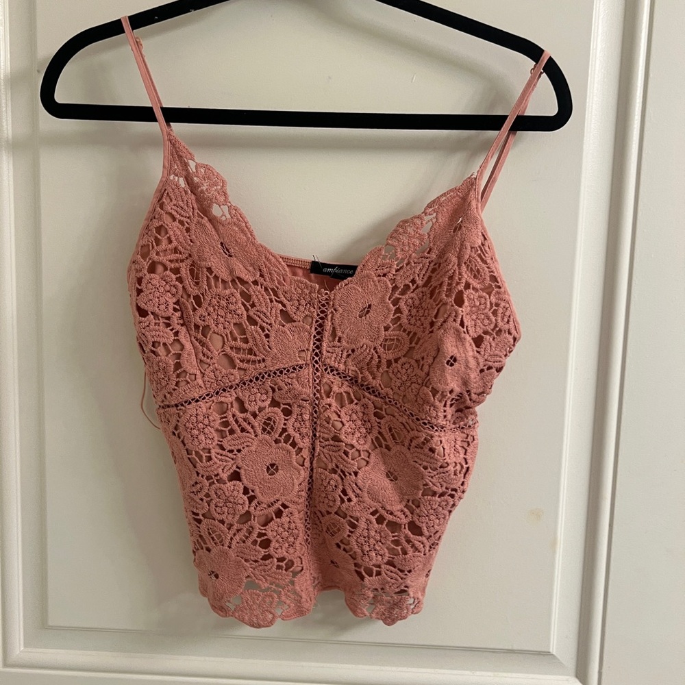 Lace Spaghetti Strap Top in Pink
